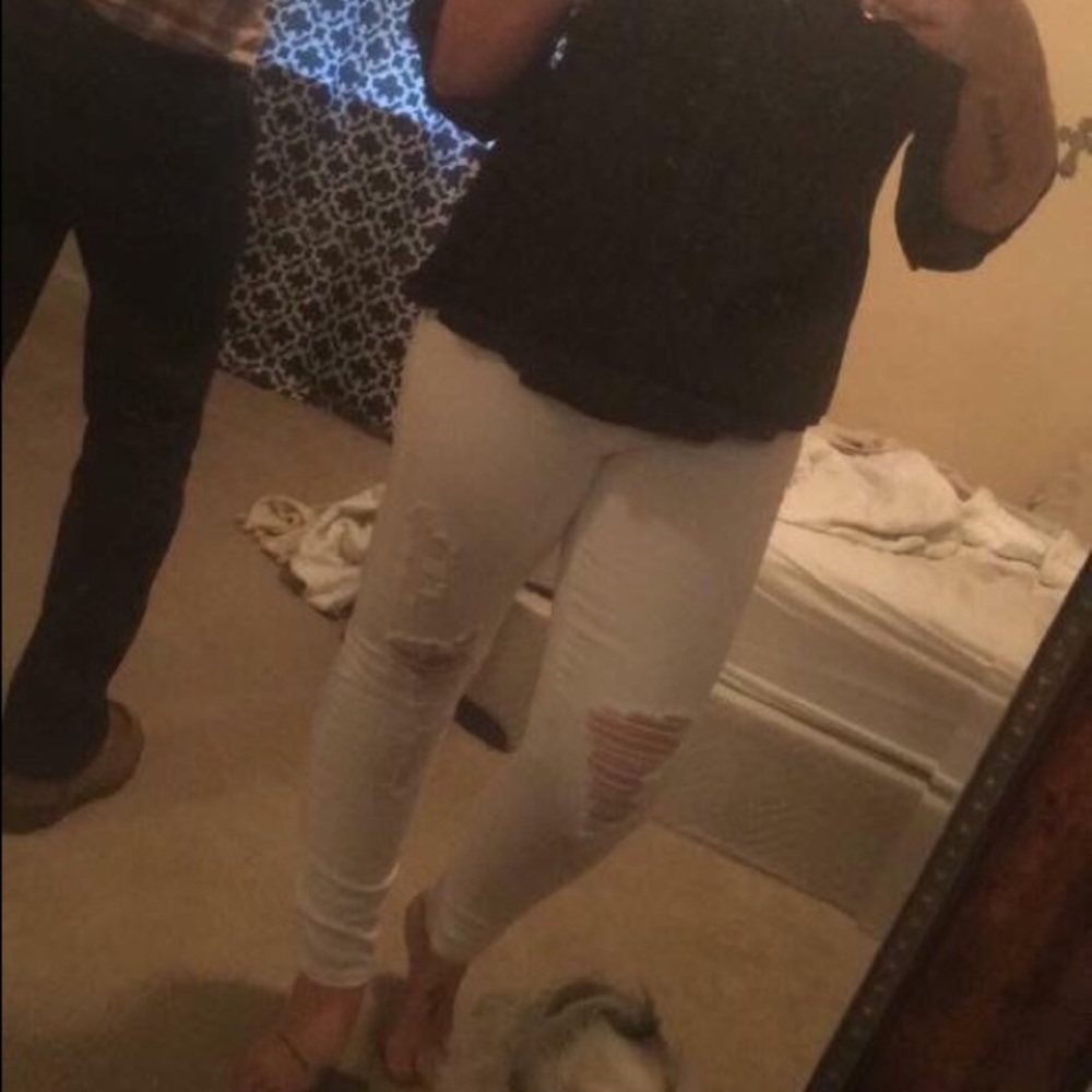 White Distressed Skinny Jeans